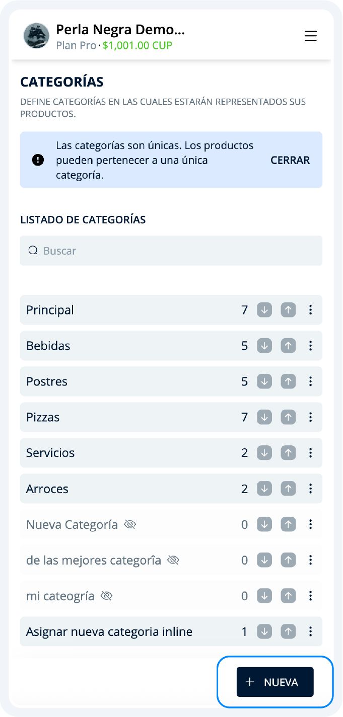 Botón Nueva Categoría