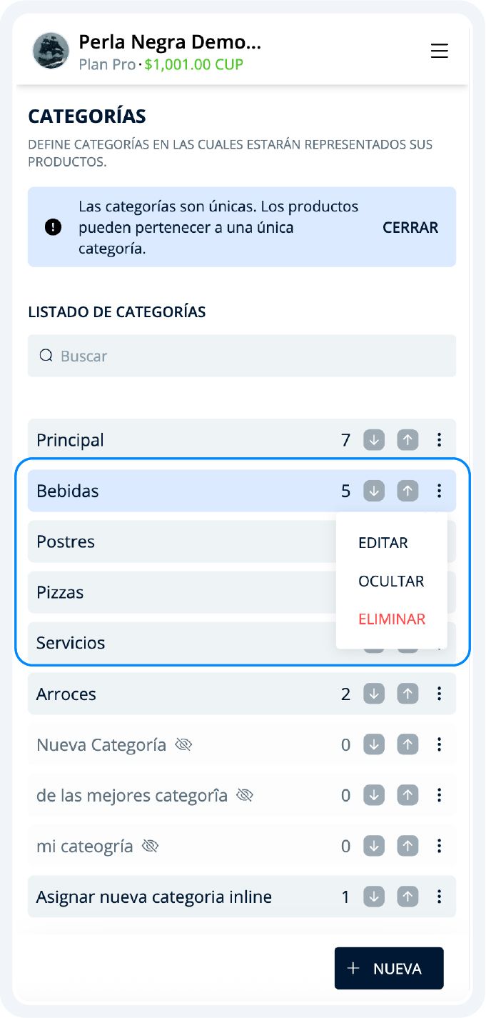 Listado de Categorías