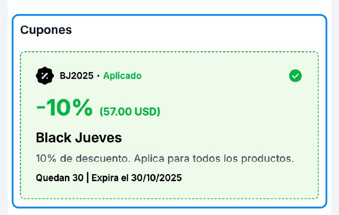 Cupón aplicado al pedido