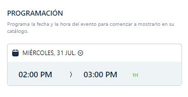 Fecha y duración del evento