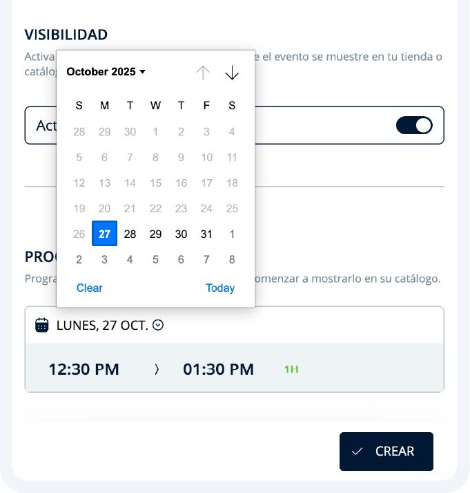 Define la fecha del evento