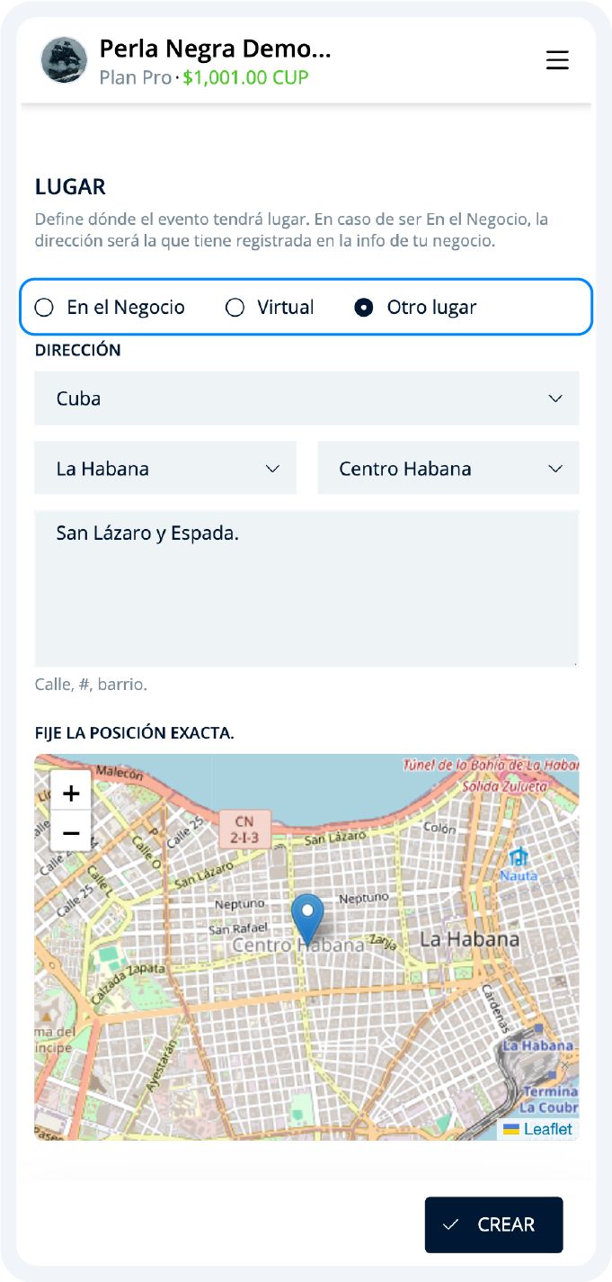 Evento en otro lugar