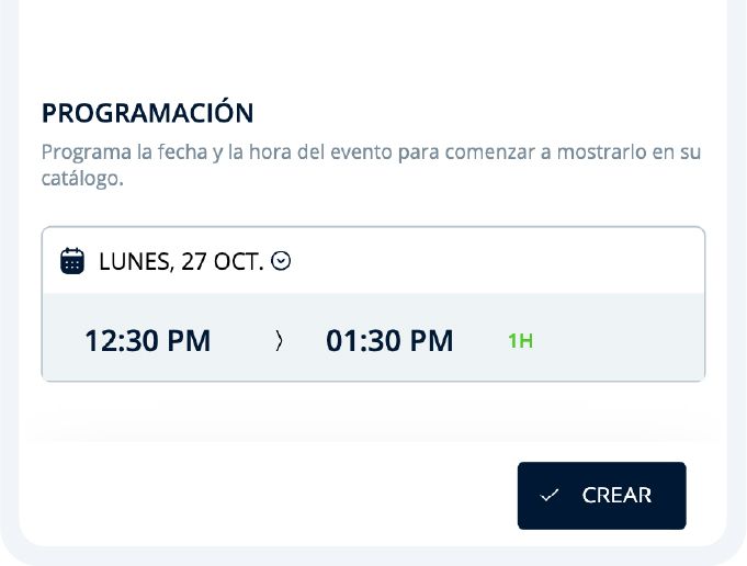 Fecha y duración del evento