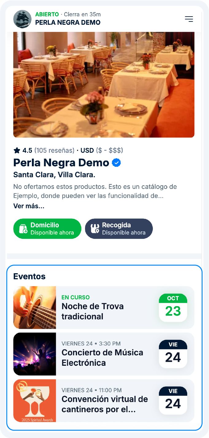 Evento en el catálogo