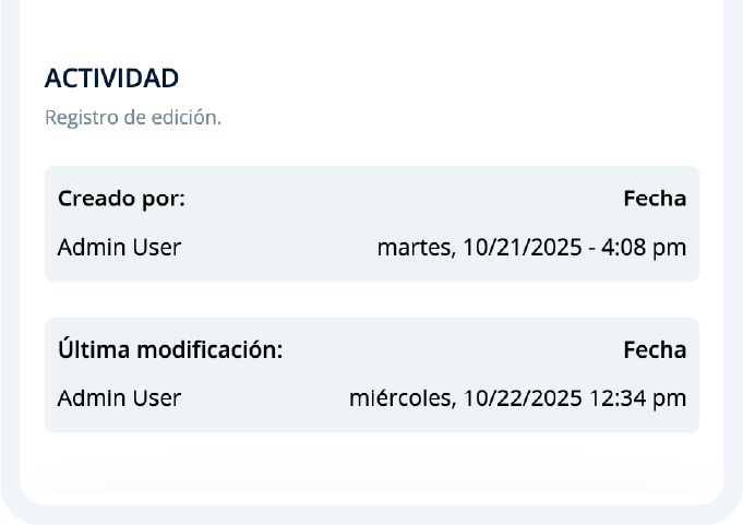 Seguimiento de creación y modificación