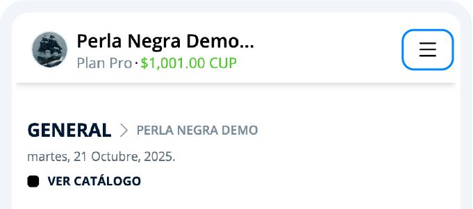 Menú de la esquina superior derecha