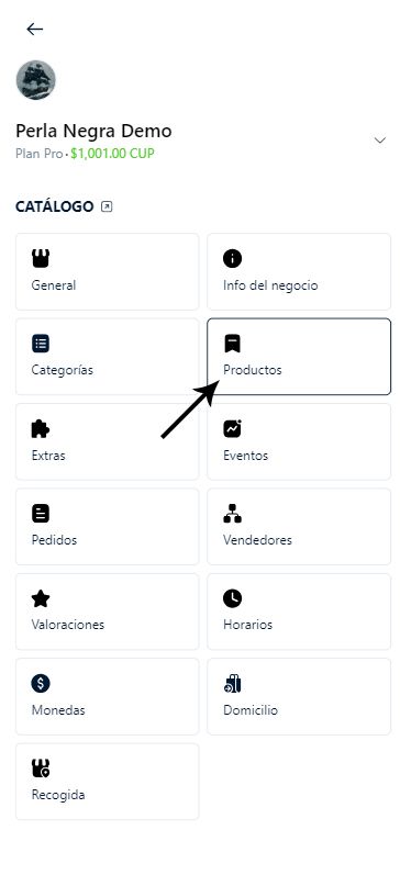 Sección Productos