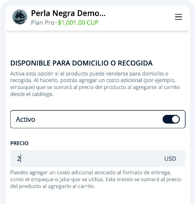 Opción de producto empacable-administración