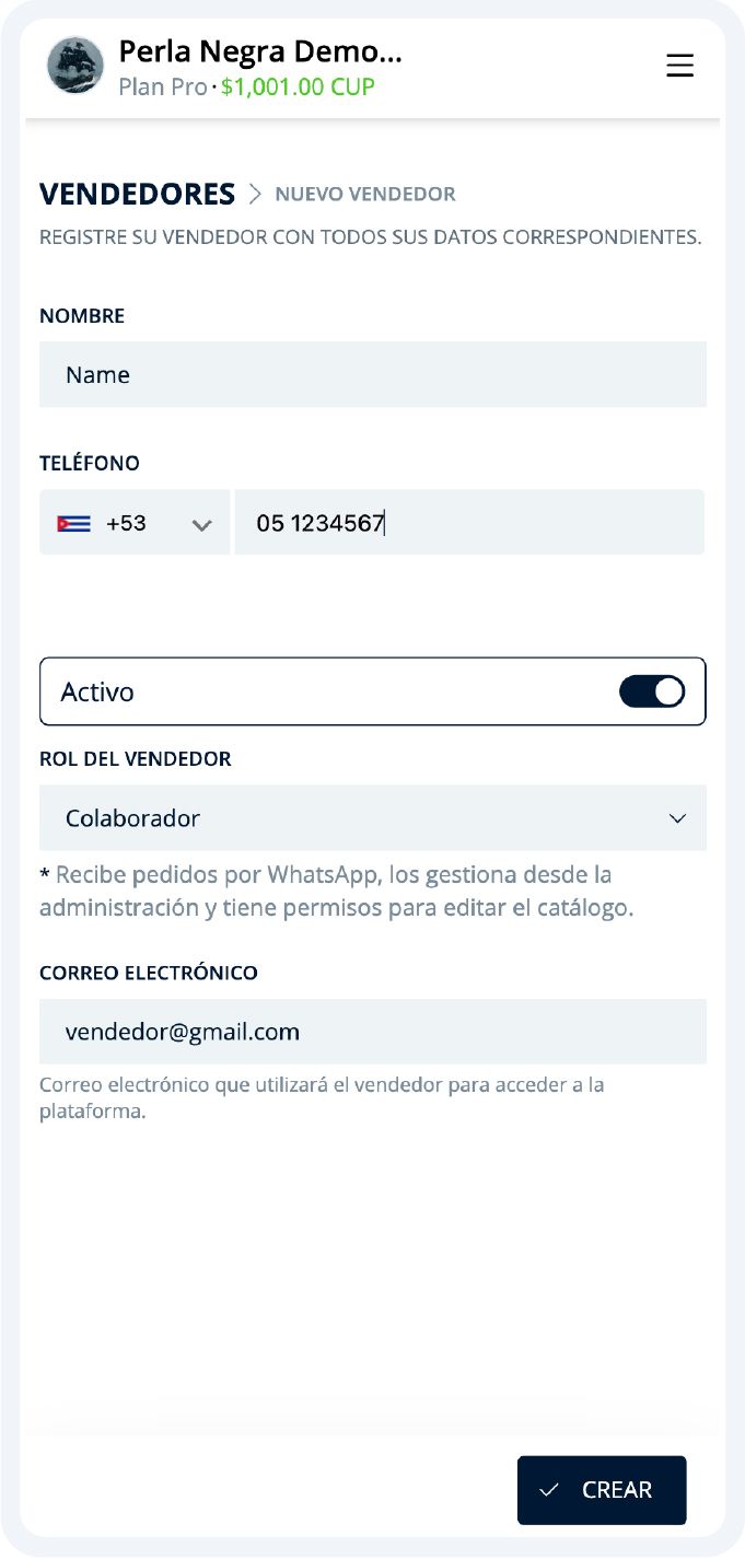 Nuevo vendedor colaborador