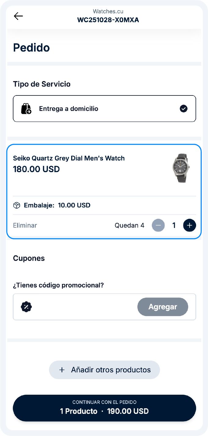 Disponibilidad visible durante el checkout