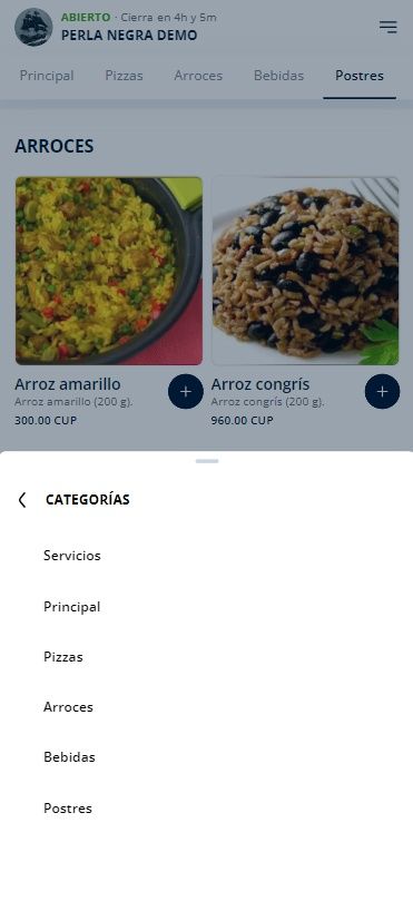 Listado de categorías